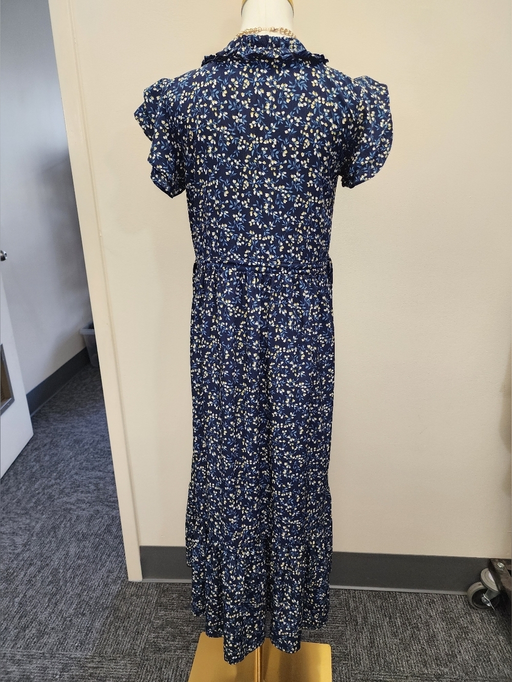 Urosalie Blue Floral Ruffle Sleeve Maxi Dress Size XL - Picture 4 of 8